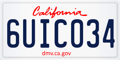 CA license plate 6UIC034