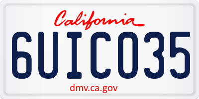 CA license plate 6UIC035