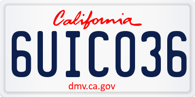 CA license plate 6UIC036