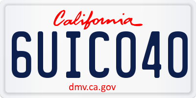 CA license plate 6UIC040