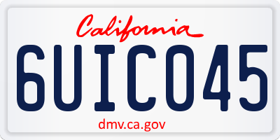 CA license plate 6UIC045