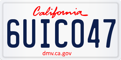 CA license plate 6UIC047