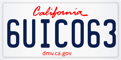 CA license plate 6UIC063
