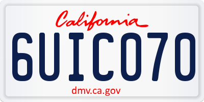 CA license plate 6UIC070