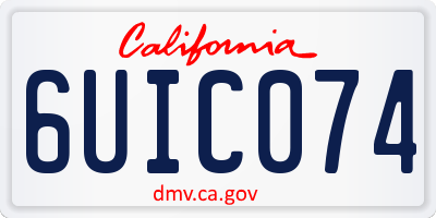 CA license plate 6UIC074