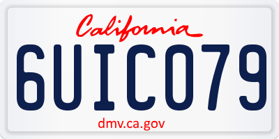 CA license plate 6UIC079