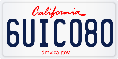 CA license plate 6UIC080