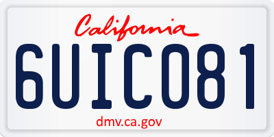 CA license plate 6UIC081