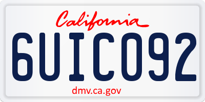 CA license plate 6UIC092