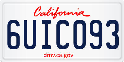 CA license plate 6UIC093