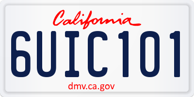 CA license plate 6UIC101