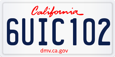 CA license plate 6UIC102