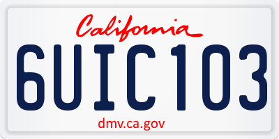CA license plate 6UIC103