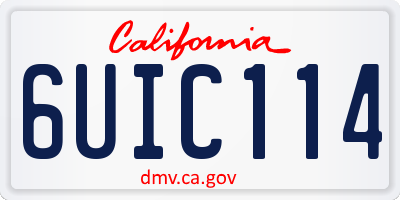 CA license plate 6UIC114