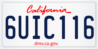 CA license plate 6UIC116