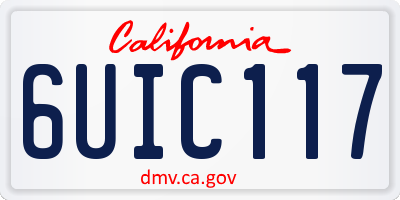 CA license plate 6UIC117