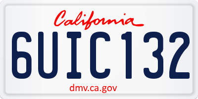CA license plate 6UIC132