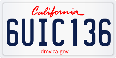 CA license plate 6UIC136