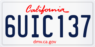 CA license plate 6UIC137