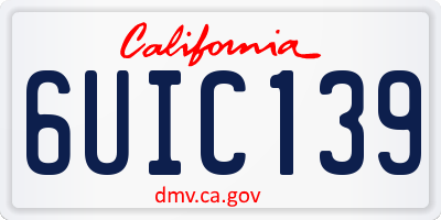 CA license plate 6UIC139