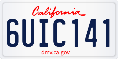 CA license plate 6UIC141