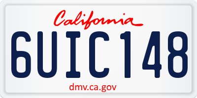 CA license plate 6UIC148