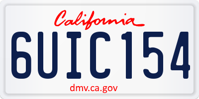 CA license plate 6UIC154