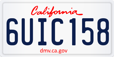 CA license plate 6UIC158