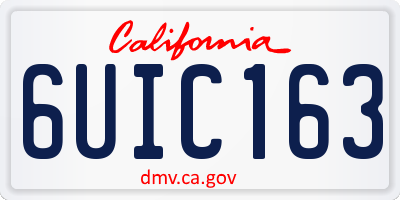 CA license plate 6UIC163