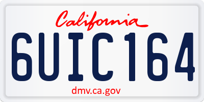 CA license plate 6UIC164
