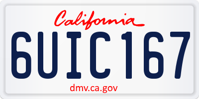 CA license plate 6UIC167