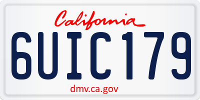 CA license plate 6UIC179