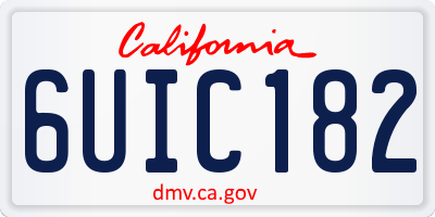 CA license plate 6UIC182
