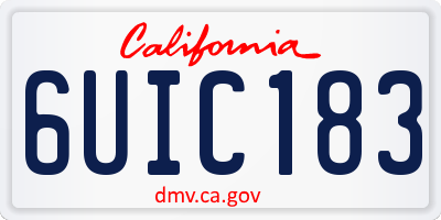 CA license plate 6UIC183