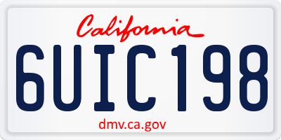 CA license plate 6UIC198