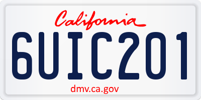 CA license plate 6UIC201