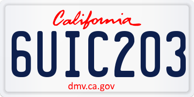 CA license plate 6UIC203