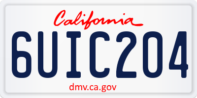 CA license plate 6UIC204