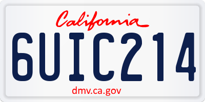 CA license plate 6UIC214