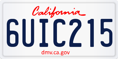 CA license plate 6UIC215