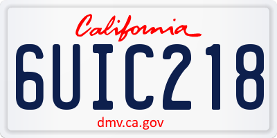 CA license plate 6UIC218