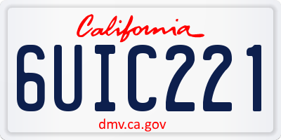 CA license plate 6UIC221