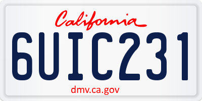 CA license plate 6UIC231