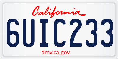 CA license plate 6UIC233