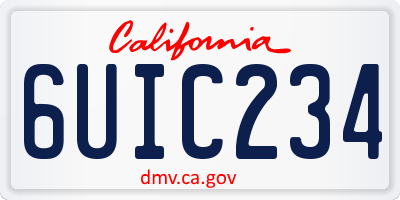 CA license plate 6UIC234