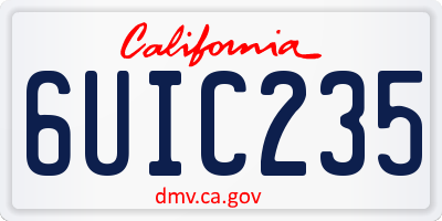 CA license plate 6UIC235
