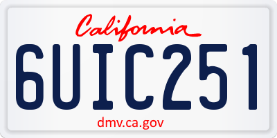 CA license plate 6UIC251