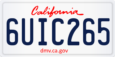 CA license plate 6UIC265