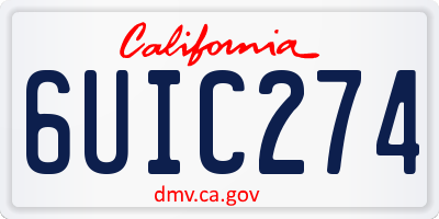 CA license plate 6UIC274
