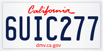 CA license plate 6UIC277